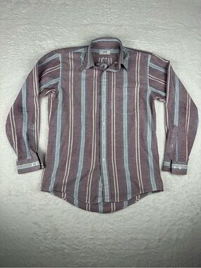 Arrow Dover Men's Red with Blue & White Green Stripe Button-Down Shirt